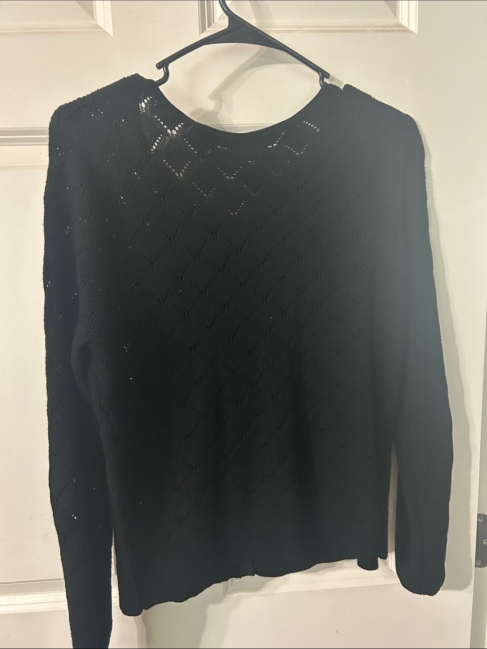 Black Openwork Button-Front Cardigan Sweater - Picture 5 of 8